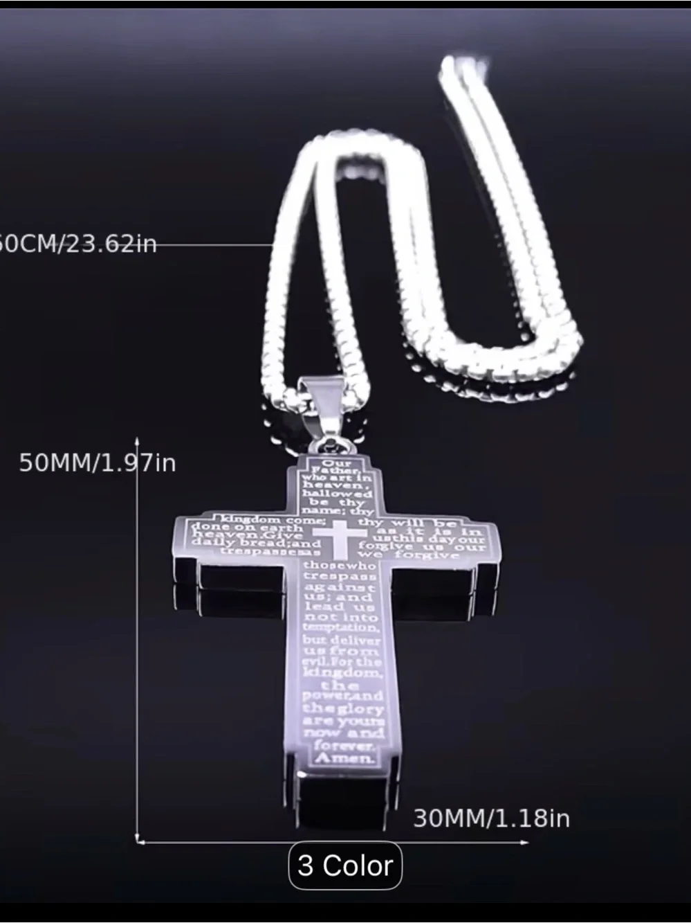 Grace Boutique Prayer Cross Necklace - Silver Cross on Silver Chain